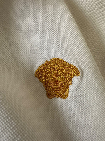 Versace Medusa White Piquet Cotton White Polo Shirt XL 1008492