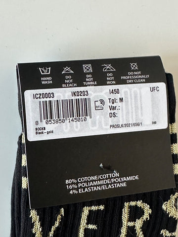 Versace Logo Socks Black/Gold Size Medium Made in Italy ICZ0003 NWT