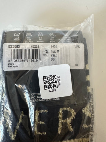 Versace Logo Socks Black/Gold Size Medium Made in Italy ICZ0003 NWT