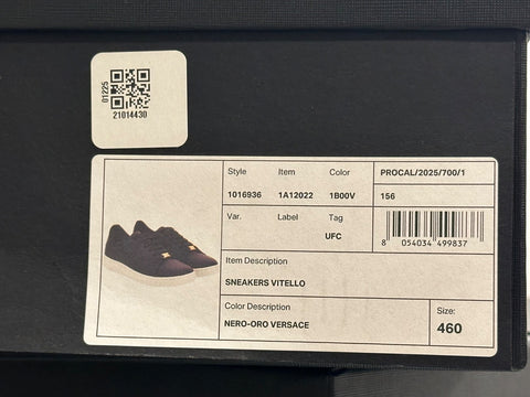 Versace Medusa Men's Black Leather Sneakers 13 US (46 Euro) 1016936 NIB