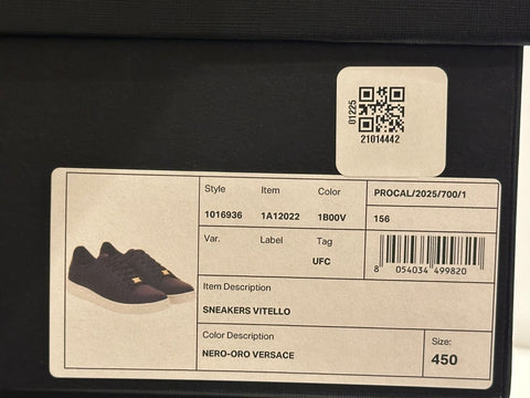 Versace Medusa Men's Black Leather Sneakers 12 US (45 Euro) 1016936 NIB