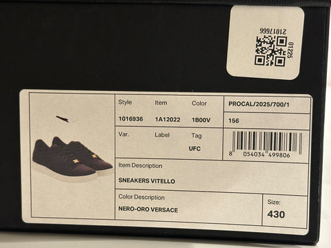 Versace Medusa Men's Black Leather Sneakers 10 US (43 Euro) 1016936 NIB