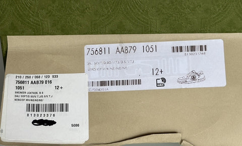 Gucci Dali Soft Black/White Leather Sneakers 13 US (Gucci 12.5) 756811 NIB