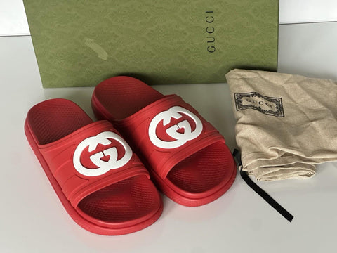 Gucci Men’s Rubber Maple Red/White Sandals 13.5 US (13 Gucci) 780296