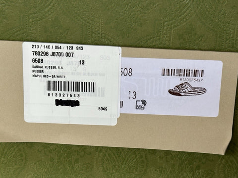 Gucci Men’s Rubber Maple Red/White Sandals 13.5 US (13 Gucci) 780296