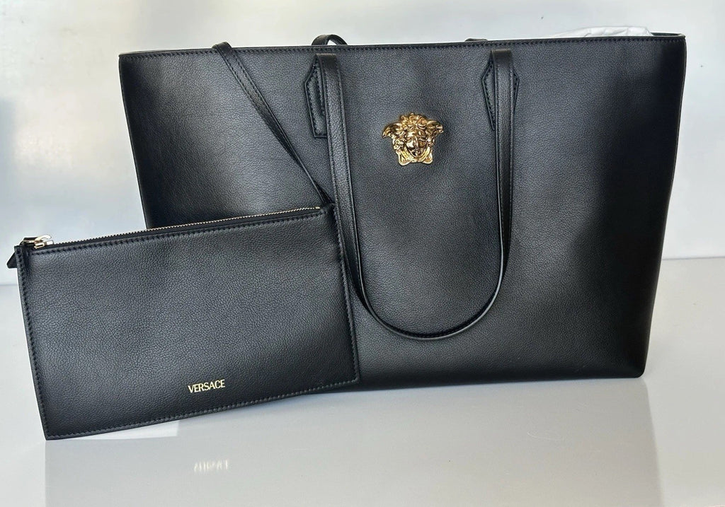 Versace Gold Medusa Calf Leather Black Tote Bag 1015533 Italy NWT $1875
