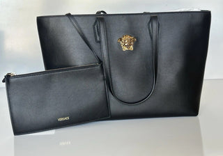 Versace Gold Medusa Calf Leather Black Tote Bag 1015533 Italy NWT $1875