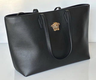 Versace Gold Medusa Calf Leather Black Tote Bag 1015533 Italy NWT $1875