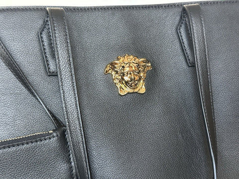 Versace Gold Medusa Calf Leather Black Tote Bag 1015533 Italy NWT $1875
