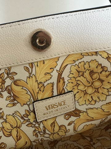 Versace Gold Medusa Calf Leather White Tote Bag 1015533 Italy NWT $1875