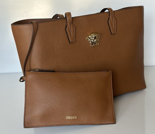 Versace Gold Medusa Calf Leather Brown Tote Bag 1015533 NWT $1875