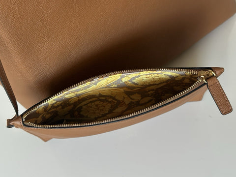Versace Gold Medusa Calf Leather Brown Tote Bag 1015533 NWT $1875