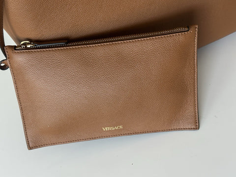 Versace Gold Medusa Calf Leather Brown Tote Bag 1015533 NWT $1875