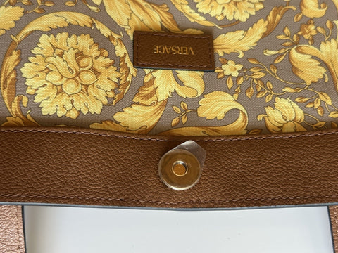 Versace Gold Medusa Calf Leather Brown Tote Bag 1015533 NWT $1875
