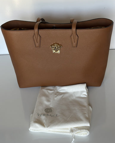 Versace Gold Medusa Calf Leather Brown Tote Bag 1015533 NWT $1875