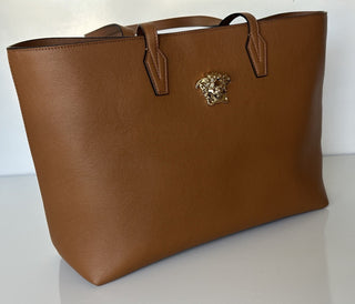 Versace Gold Medusa Calf Leather Brown Tote Bag 1015533 NWT $1875