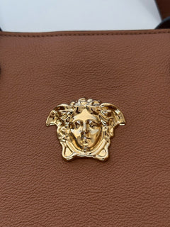 Versace Gold Medusa Calf Leather Brown Tote Bag 1015533 NWT $1875