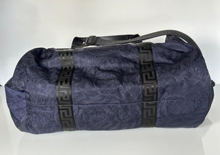 Versace Medusa Head & Greca Key Nylon Large Blue Duffle Bag Italy 1015571 NWT