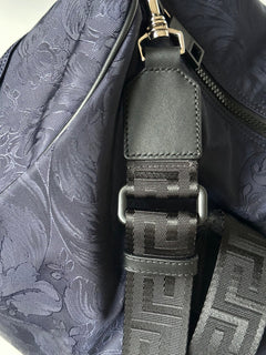 Versace Medusa Head & Greca Key Nylon Large Blue Duffle Bag Italy 1015571 NWT