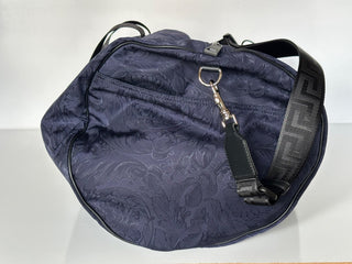 Versace Medusa Head & Greca Key Nylon Large Blue Duffle Bag Italy 1015571 NWT
