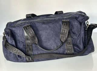 Versace Medusa Head & Greca Key Nylon Large Blue Duffle Bag Italy 1015571 NWT