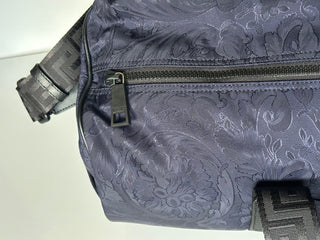 Versace Medusa Head & Greca Key Nylon Large Blue Duffle Bag Italy 1015571 NWT