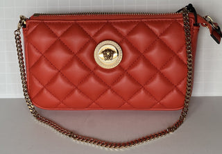 Versace Gold Medusa Head Quilted Leather Red Shoulder Bag 1019223 NWOT $925