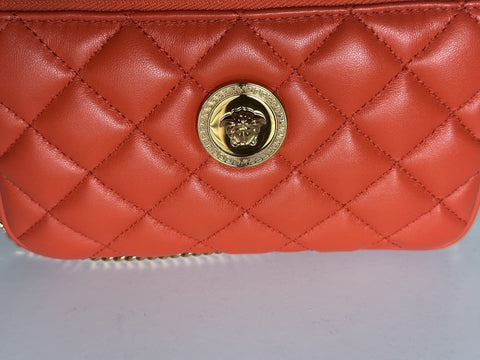 Versace Gold Medusa Head Quilted Leather Red Shoulder Bag 1019223 NWOT $925