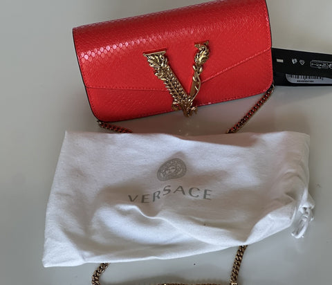 Versace Virtus Calf Leather Red Mini Shoulder Bag 1013356 IT NWT $1350