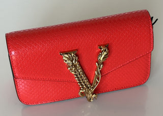 Versace Virtus Calf Leather Red Mini Shoulder Bag 1013356 IT NWT $1350