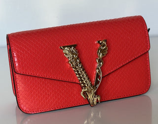 Versace Virtus Calf Leather Red Mini Shoulder Bag 1013356 IT NWT $1350