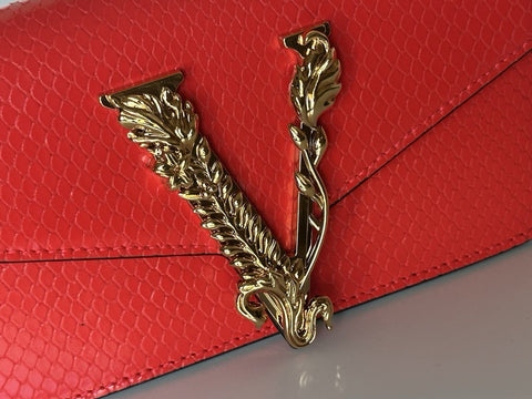Versace Virtus Calf Leather Red Mini Shoulder Bag 1013356 IT NWT $1350