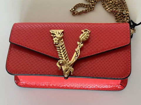 Versace Virtus Calf Leather Red Mini Shoulder Bag 1013356 IT NWT $1350