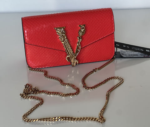 Versace Virtus Calf Leather Red Mini Shoulder Bag 1013356 IT NWT $1350