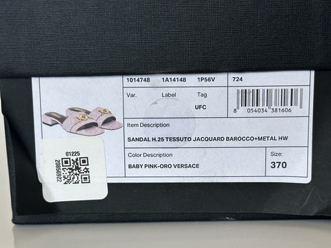 VERSACE Women's Medusa Head Baby Pink Sandals 7 US (37 Euro) 1014748 Spain NIB