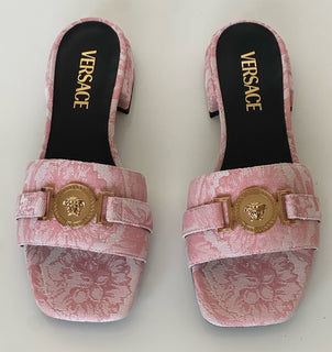 VERSACE Women's Medusa Head Baby Pink Sandals 7 US (37 Euro) 1014748 Spain NIB