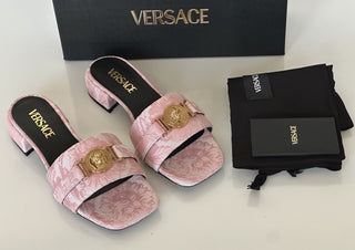 VERSACE Women's Medusa Head Baby Pink Sandals 10 US (40 Euro) 1014748 Spain NIB