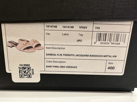 VERSACE Women's Medusa Head Baby Pink Sandals 10 US (40 Euro) 1014748 Spain NIB