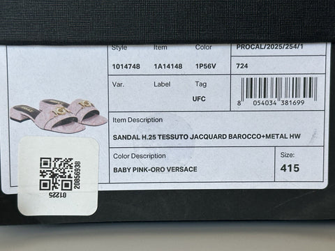 VERSACE Womens Medusa Head Baby Pink Sandals 11.5 US (41.5 Eu) 1014748 Spain NIB