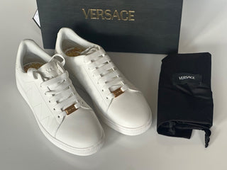 Versace Medusa Women's White Leather Sneakers 10 US (40 Euro) 1016935 NIB