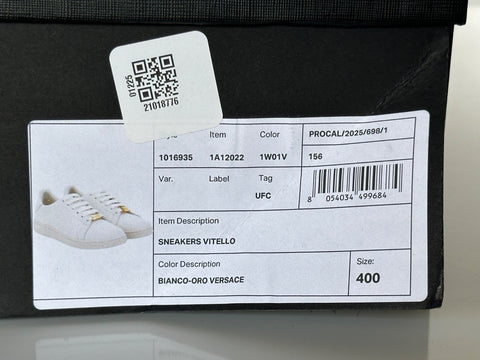 Versace Medusa Women's White Leather Sneakers 10 US (40 Euro) 1016935 NIB