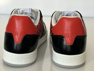 Versace Greca Men’s Leather Black/Orange Red Sneakers 10 US (43) 1013377 IT NIB