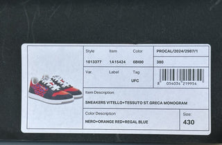 Versace Greca Men’s Leather Black/Orange Red Sneakers 10 US (43) 1013377 IT NIB