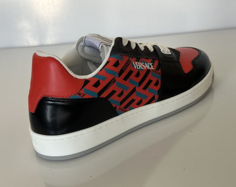 Versace Greca Men’s Leather Black/Orange Red Sneakers 10 US (43) 1013377 IT NIB