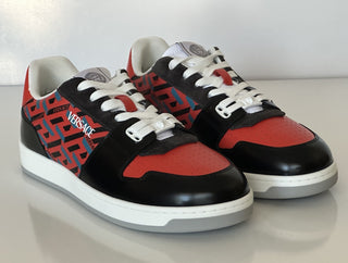 Versace Greca Men’s Leather Black/Orange Red Sneakers 10.5 US (43.5) 1013377 IT