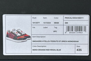 Versace Greca Men’s Leather Black/Orange Red Sneakers 10.5 US (43.5) 1013377 IT