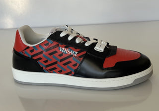 Versace Greca Men’s Leather Black/Orange Red Sneakers 10.5 US (43.5) 1013377 IT