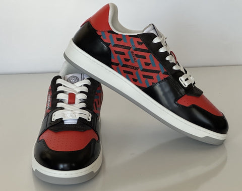 Versace Greca Men’s Leather Black/Orange Red Sneakers 10.5 US (43.5) 1013377 IT