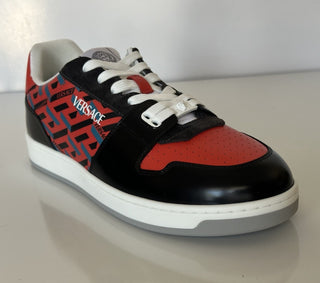 Versace Greca Men’s Leather Black/Orange Red Sneakers 13 US (46) 1013377 IT NIB