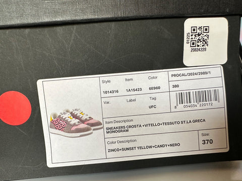 Versace Greca Women’s Medusa Pink/Yellow/Gray Sneakers 7 US (37) 1014316 NIB